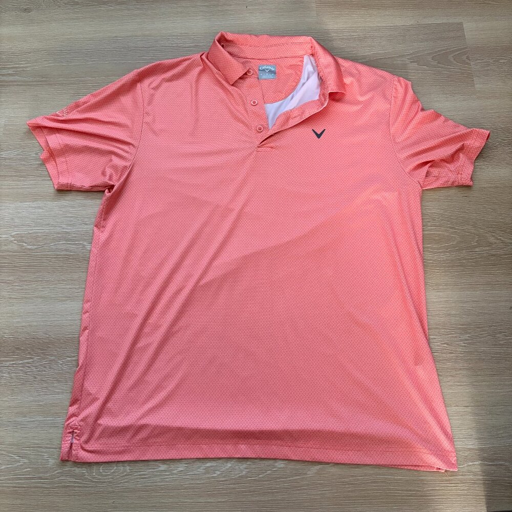 Men's Orange Callaway Polo Short Sleeve Shirt Size Large